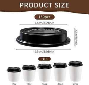 Couvercle Sipper Dome pour tasses à boissons chaudes (convient aux contenances de 10 oz à 24 oz), noir - Product Image 2