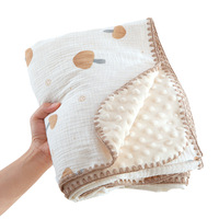 Vente en gros d'usine/OEM, couverture pour bébé en tissu de coton, couverture pour bébé en gaze toute saison, couverture apaisante en coton pur à motifs de dessins animés