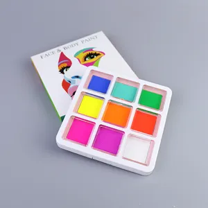 Uv Glow Paint Glow In Dark Private Label Professional 9 Colors Uv Neon Face Paint Palette Water Activated Face Paint For Makeup