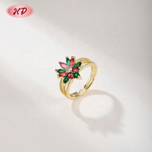 Colección de Anillos de Aleación Chapados en Oro de 18K con Diseño Floral y de Hojas Vintage con Circonita Creada en Laboratorio para Mujer, Joyería al por Mayor, Aretes - Product Image 4