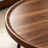 Ensemble de 2 tables basses gigognes en métal, style moderne et luxueux, en acier inoxydable et bois, rondes, pour salon