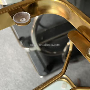 Carrito de acero inoxidable dorado de lujo, carrito móvil para té y pasteles KTV, carrito comercial para Hotel, carrito de copas PARA CENA DE BODA con rueda - Product Image 3