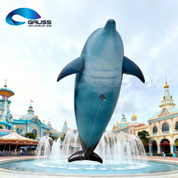 Delfin gonflable géant de 8 m pour spectacle de drones en extérieur, modèle de poisson volant bleu dégradé pour événements publicitaires de grande envergure