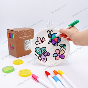Assiette à <span class=keywords><strong>café</strong></span> de bricolage de vente chaude avec une assiette vide et auto-colorante définie par l'utilisateur, plaque de peinture en céramique <span class=keywords><strong>ALDI</strong></span> pour les enfants - Product Image 1