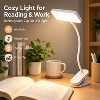 Lampe de lecture LED USB rechargeable à clipser, flexible, pour chevet, bureau, lecture et détente