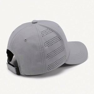 Wholesale in Stock Factory Customized Blank Laser Perforated <b>Hat</b> Breathable <b>Summer</b> 6 Panel Hard Top Baseball Cap - Product Image 4