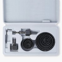 Juego de 11 sierras perforadoras de acero de alta velocidad para madera y yeso con vástago hexagonal de acabado negro y mandril integrado para cortar madera, paneles de yeso y tuberías