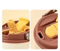 Vaso portátil de cerámica y acero inoxidable de doble pared para mujer, bonito y para uso en exteriores.