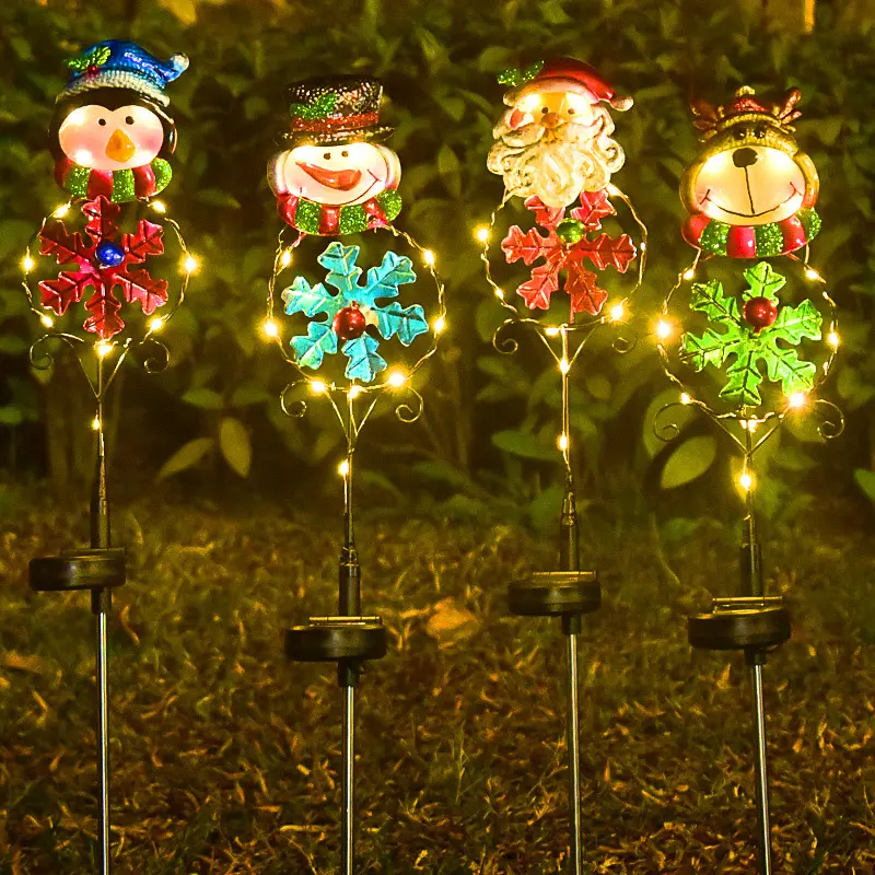 2022 New Santa Claus Snowman and Reindeer solar outdoor waterproof christmas lights for New Year Party Decoration