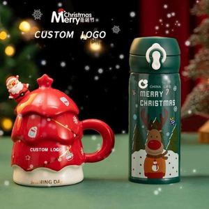 Coffret Cadeau Bouteille d'Eau en Acier Inoxydable Noël, Personnalisable avec Logo Sérigraphié, Gobelet Isotherme, Cadeau Festif, Vente Chaude - Product Image 5
