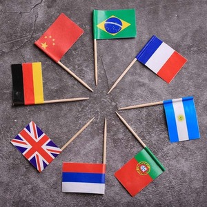 Custom Party Dessert Sticks Cupcake Toppers Cocktail Picks Bamboe Tandenstoker Vlaggen Papieren Vlag Voedsel Plukken Met Stok