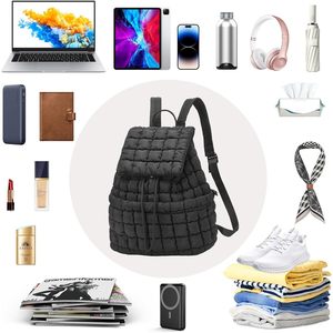 Women's Quilted <b>Backpack</b> Drawstring Closure Solid Color Lightweight Everyday Use Summer 2025 - Product Image 2