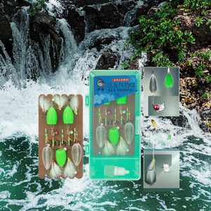Yousya - Juego de 5 anzuelos para pesca con mosca, con plumas, palas giratorias, campanas y accesorios, de acero al carbono, para río - Product Image 3