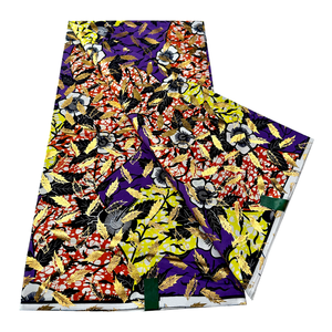Tissu Wax Africain Super Imprimé Doré, 100% Coton, avec Revêtement Scintillant, pour Confection de Robes, Prix de Gros Usine - Product Image 4