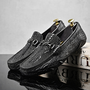 Mocassins Gommino Penny pour hommes en <span class=keywords><strong>cuir</strong></span> de vachette véritable, à boucle métallique, motif crocodile embossé, à rayures, faits main, à enfiler, coupe basse - Product Image 4