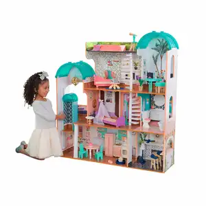 Triple Verdiepingen Houten Poppenhuis Meubels Poppenhuis Hout Met 30Pcs Mini Meubels Voor Groothandel