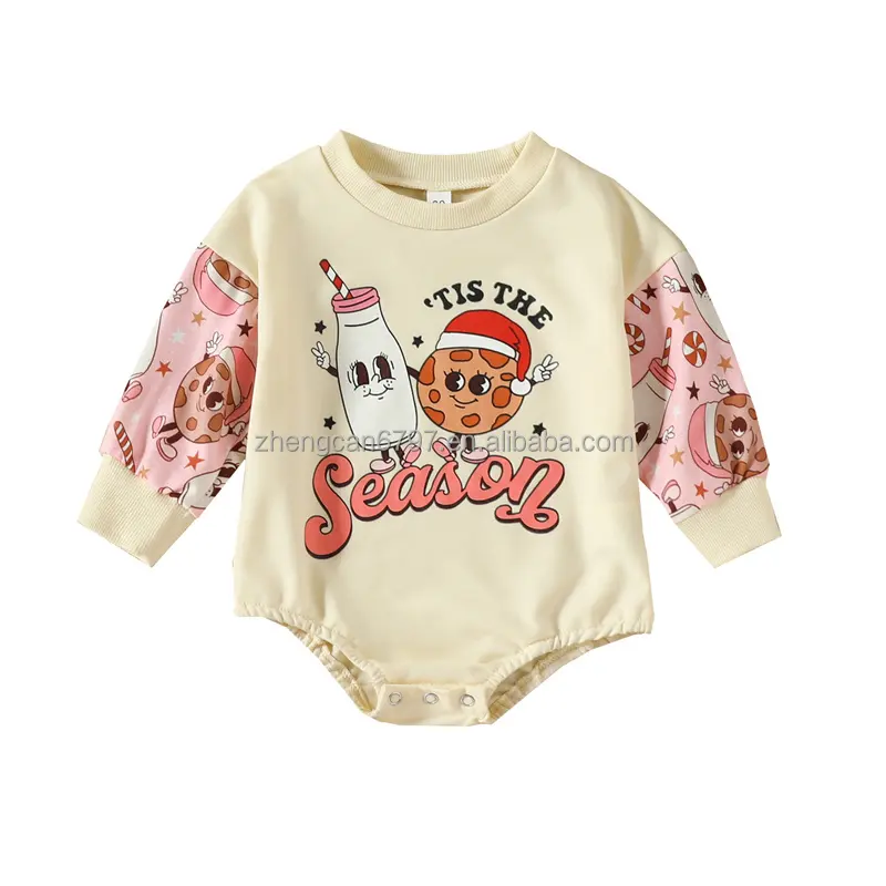 Nieuwe Collectie Kinderkleding 2023 Baby Romper Unisex Kerstkoekjes Bedrukt Lange Mouwen Kids Overall Jumpsuit