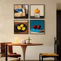 Peinture Murale Décorative Style Rétro sur Toile pour Restaurant, Dessin Animé Amusant avec Fruits, pour Fond de Table à Manger et Décoration Intérieure