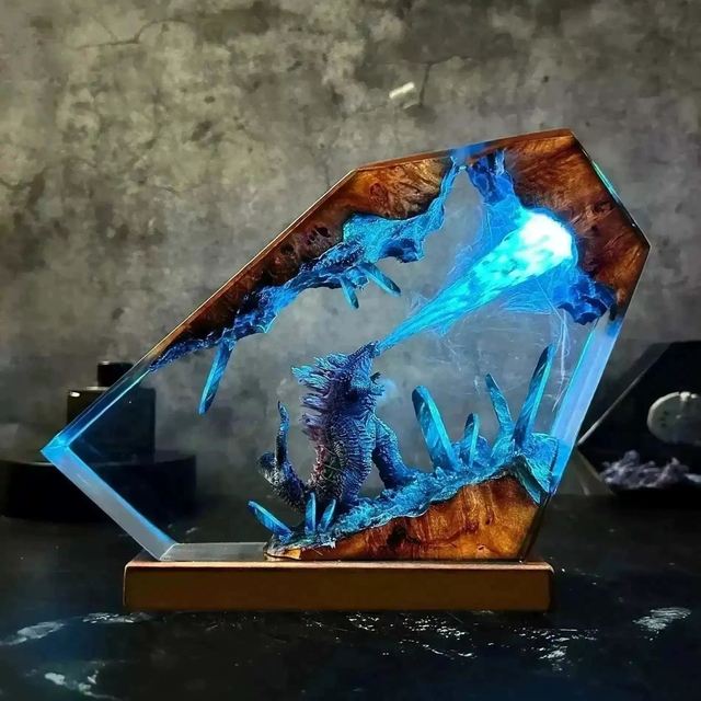 Godzilla Monster Resin LampUSB Remote Colorful Resin Lamp Wrath of Light Epoxy Resin Lamp