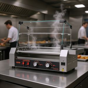 Grill électrique Vevor pour 12 hot-dogs, 750W, 5 rouleaux, en acier inoxydable, pour cuisine commerciale, avec couvercle - Product Image 2