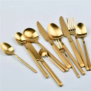 Bán Buôn Thép Không Gỉ Đám Cưới Vàng Dao Kéo Muỗng Và Ngã Ba Dao Vàng Flatware Đặt Đám Cưới Dao Kéo