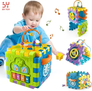Sensorial Montessori-juguetes sensoriales de aprendizaje para niños, cierres de juguete de viaje, juego de mesa de engranaje, Cubo de tablero de bloques