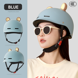 Casco de Motocicleta de Media Cara de Material ABS, Estilo Lindo, con Orejas Pequeñas Desmontables, Venta al por Mayor de Fábrica AD - Product Image 2