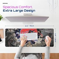 Tapis de souris XXL surdimensionné à motif floral personnalisé, imperméable, antidérapant, avec bordure renforcée