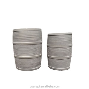 กระถางดอกไม้ตกแต่งสวนกลางแจ้งขนาดใหญ่ รูปทรงถัง ทำจากไฟเบอร์กลาสสีเทา คุณภาพสูง เป็นมิตรกับสิ่งแวดล้อม น้ำหนักเบา QUANGUI - Product Image 2