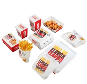 Fábrica Atacado Personalizado Descartáveis Para Alimentos Grau Nuggets de Frango Hambúrguer Batatas Fritas Caixa de Embalagens De Papel