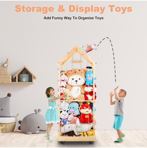 Stoccaggio di animali imbalsamati Zoo di stoccaggio di legno organizzatore di giocattoli ruote girevoli per tutti i tipi di animali imbalsamati porta gabbia colorata - Product Image 4