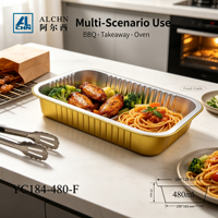 Contenants alimentaires jetables carrés en plastique PET/PP, résistants au four, avec couvercle en plastique, modèle YC184/480