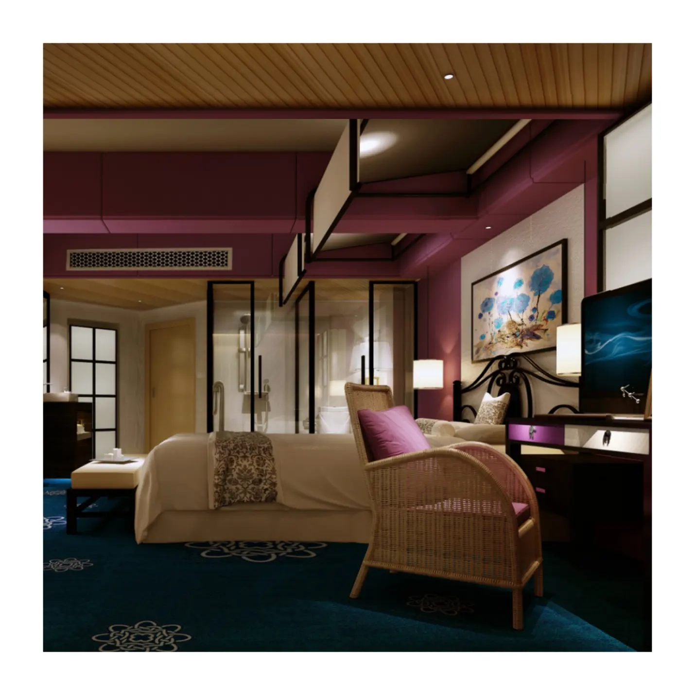 Promotion Hampton Inn & Suites von Hilton Hotel Projekt Benutzer definierte Möbel Schlafzimmer Hersteller Hospitality Schlafzimmer Sets Möbel