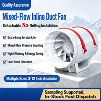 Ventilateur d'extraction en ligne à flux mixte 220V 4 pouces, en plastique PP, faible bruit, haut débit d'air, avec connecteur de conduit 100mm