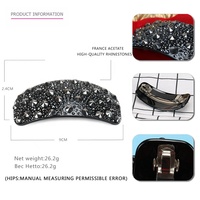 Cher gothique noir minerai cheveux Barrette noir strass pinces à cheveux haute qualité dame femmes cheveux Barrette Clips