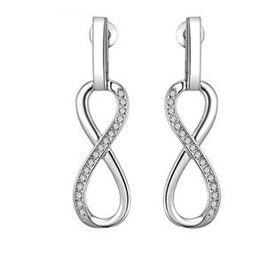 Eleganti Orecchini Infinity con Diamanti Placcati in Oro Bianco su Argento Design Minimalista per Donna Uso Quotidiano Taglio Brillante Rotondo Colore G - Product Image 5