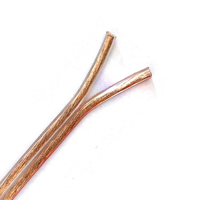 12 14 10 16 24 AWG CCA/OFC Colorful Flexible Flat Twin Cable 2MM2 CCA Speaker Cable Transparent/ Red and Black Speaker Wire