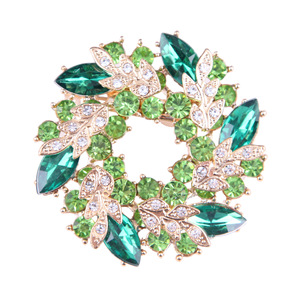 Koreaanse stijl trendy luxe kleurrijke Bauhinia bloem grote krans kristal vergulde broche dames zijden sjaal pin milieuvriendelijke legering - Product Image 4