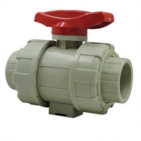 Katup Bola Manual 2 Arah Double True Union PVC PPH PN16 235PSI dengan Seal FPM dan Dudukan PTFE, Harga Grosir Pabrik Ekspor