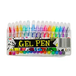 Hot selling color cute portable mini glitter ink refills gel pen with custom box set