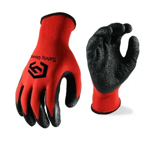 CY 13 Polyester Thin Latex Wear-resistant Soft Comfortable Non-slip Protection Work Wrinkle Gloves Factory