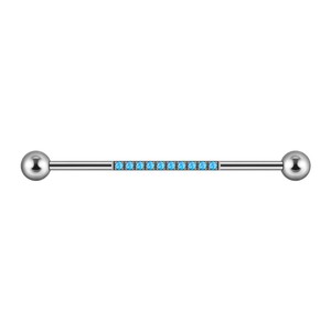 Boucles d'oreilles en acier inoxydable 38 mm, barre industrielle pour <span class=keywords><strong>piercing</strong></span>, opale, zircon, plaqué or, <span class=keywords><strong>piercing</strong></span> dermique, bijoux - Product Image 6