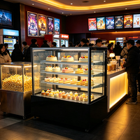Vitrina Refrigerada Vertical Comercial Alta para Pasteles, con Vidrio Curvo Recto, Refrigeración por Aire, para Panadería y Pastelería, con Luz LED