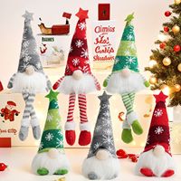 Décoration de Noël : Poupée Rudolph en peluche LED suspendue avec longues jambes pour la maison de maternité, fête de Noël, pendentif flocon de neige