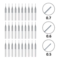 Fraise à queue en carbure pour PCB, diamètres 0.5, 0.6, 0.7 mm, tige de 3.175 mm (1/8 po), jeu de fraises de gravure pour routeur CNC