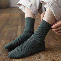 Jingwen Chaussettes en coton Chaussettes élastiques pour hommes de couleur unie