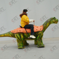 Manège de dinosaure animatronique à monnayeur pour parcs d'attractions, dinosaure électrique à long cou à chevaucher