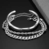 Ensemble de bracelets ouverts tendance et populaires en acier inoxydable unisexe, accessoires de mode pour les déplacements, personnalisables et polyvalents, marque MID