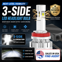 Bombilla LED GVIEW con Cubierta Transparente, Iluminación de Tres Lados, P19W H8 H11, Súper Brillante, para Faros Delanteros de Automóvil, con Controlador Externo, Anti-Rayones