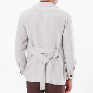 Abito da <span class=keywords><strong>uomo</strong></span> Bosha 2023 serie Casual di alta qualità abito da caccia in lino <span class=keywords><strong>Beige</strong></span> cappotti personalizzati con colletto rovesciato tinto ODM - Product Image 6
